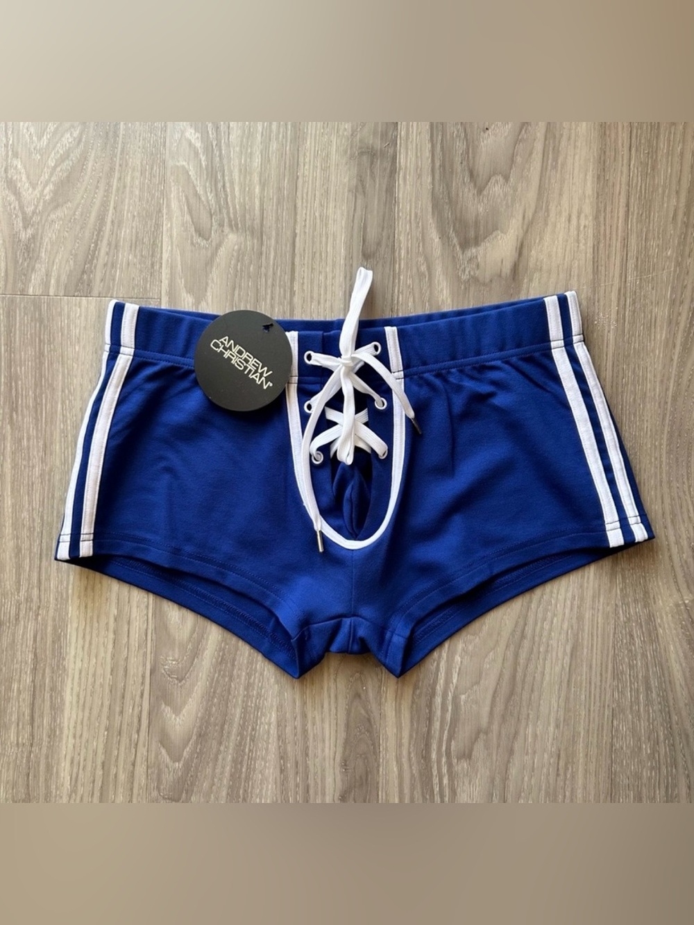 Andrew Christian | 3" Stretch Football Shorts in Royal Blue (Small) - Picture 3 of 16